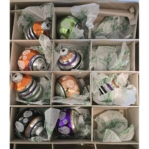 New In Box SHINY BRITE‎ Halloween 9 Ornaments Christopher Radko 2 1/2 Inche